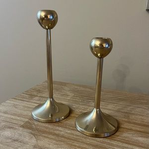 Threshold. Set of 2 Gold Candleholders.